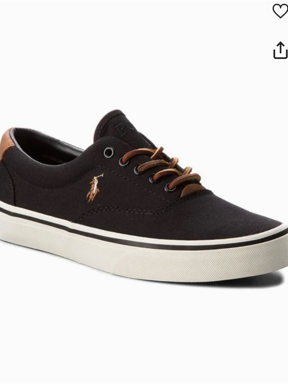 Polo by Ralph Lauren Men’s Black Canvas Low-Top Sneaker with Tan Accents